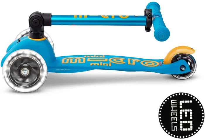 Mini Micro Roller Deluxe faltbar LED Ozeanblau