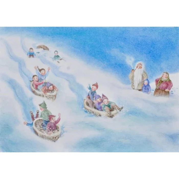 Monika Speck Kunstkarte No 5748 – Das Walnuss-Schalen-Rennen