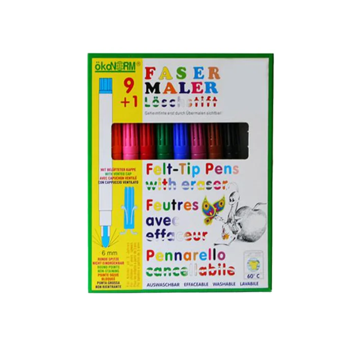 ökoNorm Fasermaler 9+1, inkl. Löschstift – 9 Farben