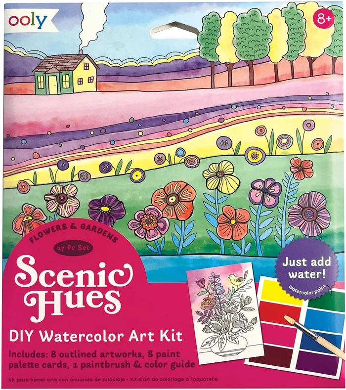 Ooly – Scenic Hues D.I.Y. Aquarell-Kunstset – Blumen und Gärten (17-teiliges Set)