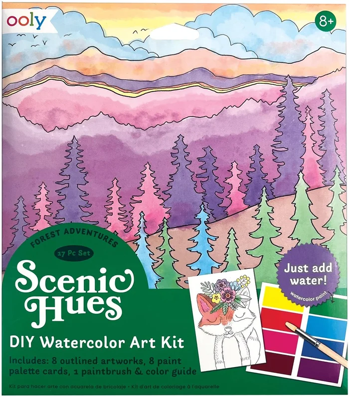 Ooly – Scenic Hues D.I.Y. Aquarell-Kunstset – Waldabenteuer (17-teiliges Set)