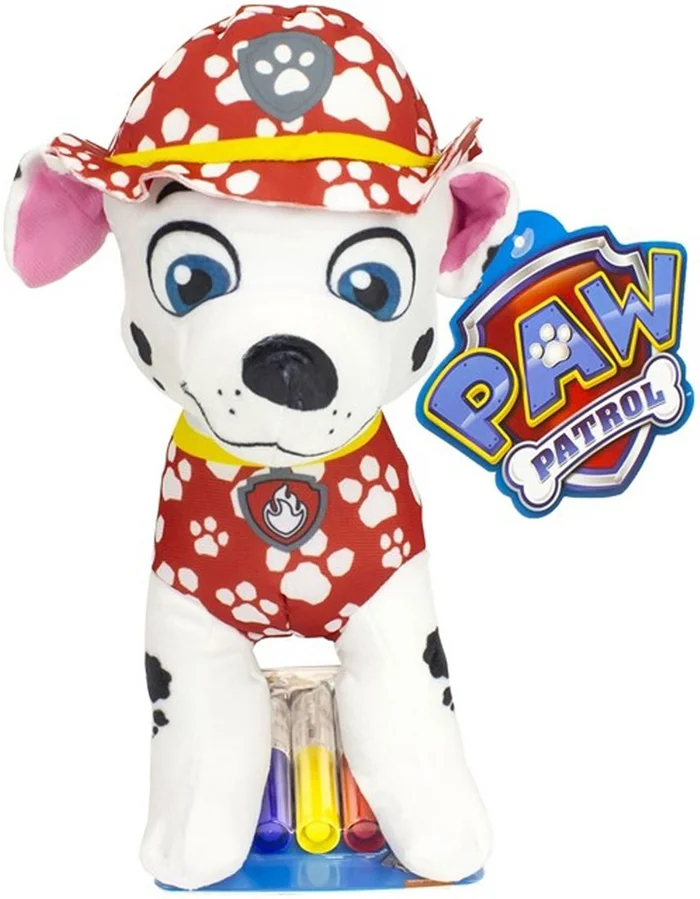PAW Patrol Inkleur Knuffel met Stiften – Marshall