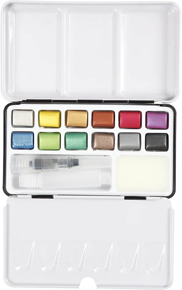 Pigment Art Pigment Art Aqua Aquarellfarbe Metallic Set 12 ½ Näpfchen