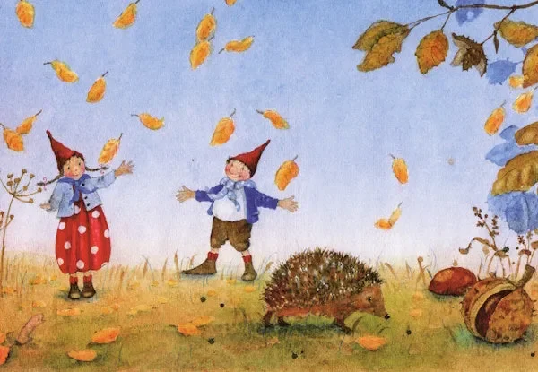 Pippa und Pelle im Herbstwind mit Igel