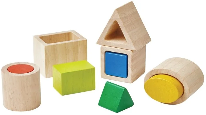 PlanToys Holzspielzeug Geo-Matching-Blöcke