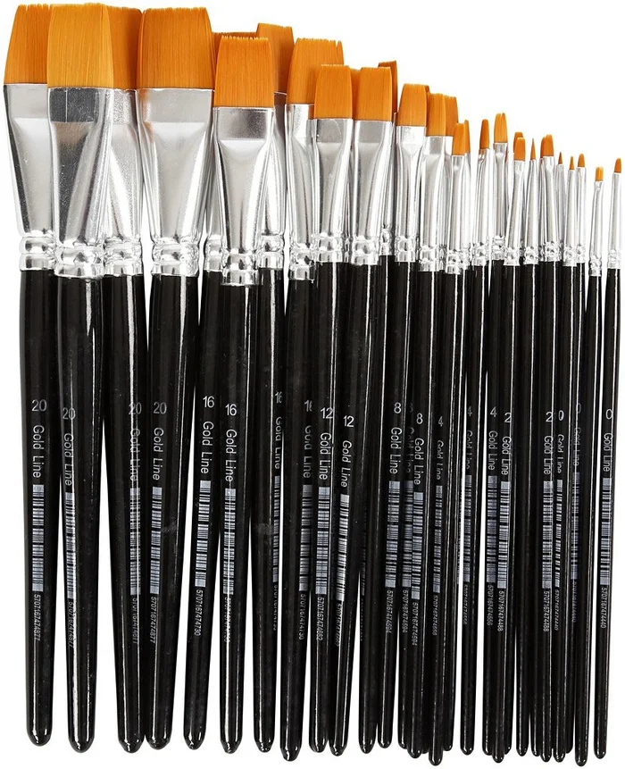 Platte Penselen – 7 maten, 30st.