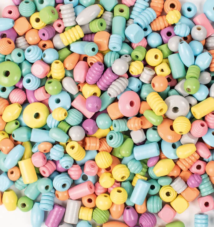 Playbox Holzperlen 250 gr pastellfarben