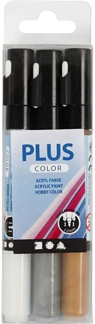 Plus Color Plus Color Marker-Set 0,7 mm Gold Silber Weiß 3-teilig