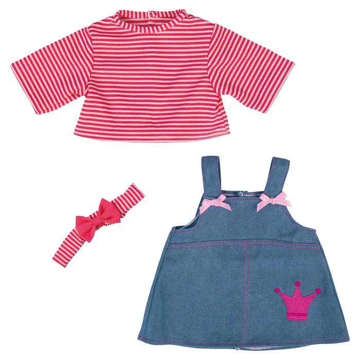 Puppenbekleidungs-Set Jeanskleid mit Schleifchen | Wiemann-Lehrmittel