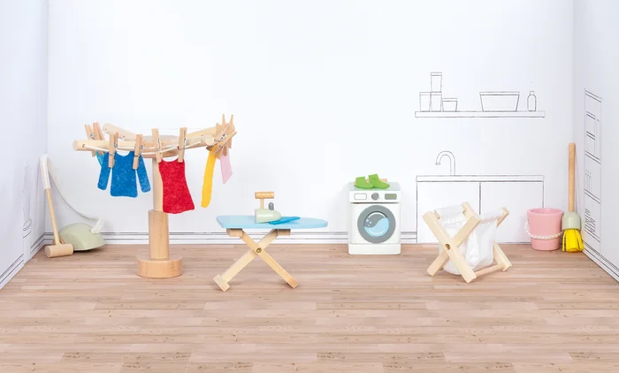 Puppenhaus Einrichtung Waschküche 29 tlg.