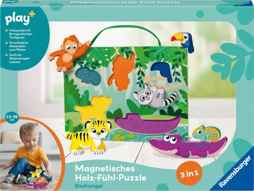 Ravensburger® play+ – Magnetisches Holz-Fühl-Puzzle Dschungel