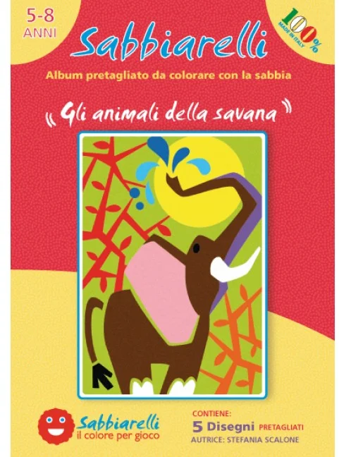 Sabbiarelli Sabbiarelli Sandmalerei-Album Savannentiere 15×20 cm 5 Stück