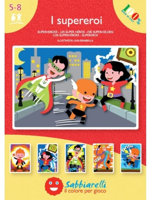 Sabbiarelli Sabbiarelli Sandmalerei-Album Superhelden 15×20 cm 5 Stück