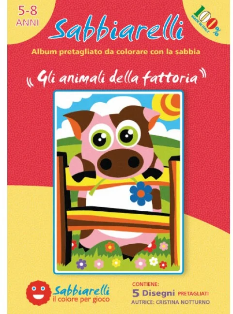 Sabbiarelli Sabbiarelli Zandschilderen Album Boerderijdieren 15×20 cm 5 stuks