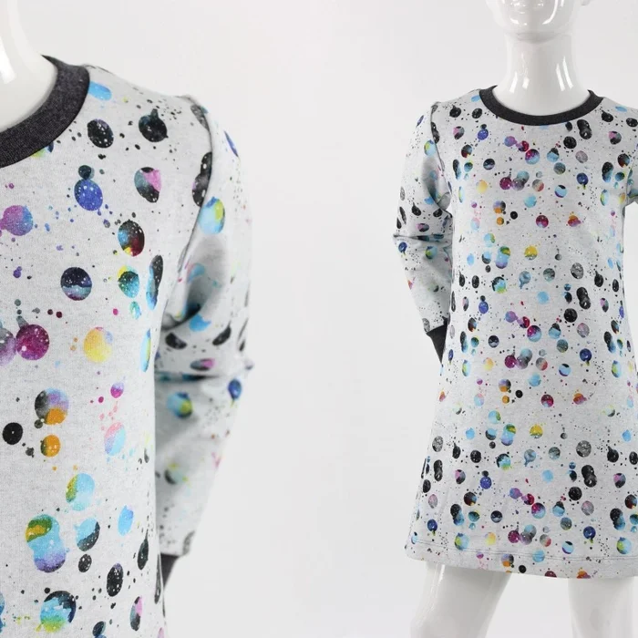 SALE Shirtkleid langarm für Kinder mit Farbtupfern 110/116