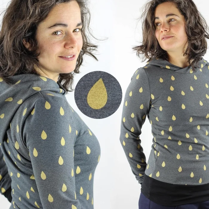 SALE Sommerpulli für grau mit Goldtropfen