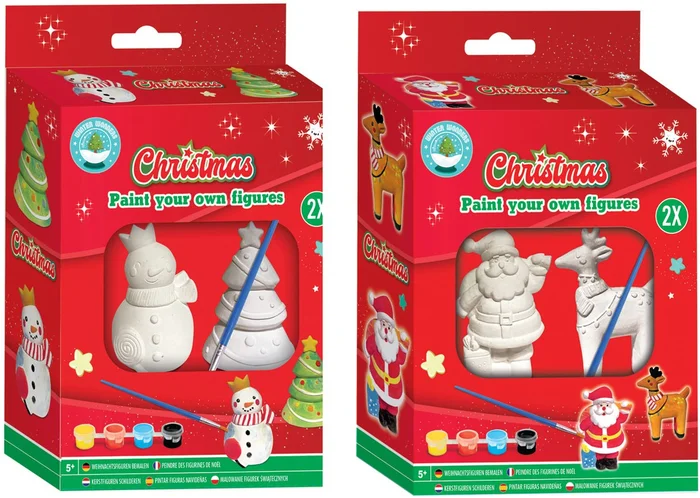 Schilder je eigen Kerstfiguren, set van 2 stuks