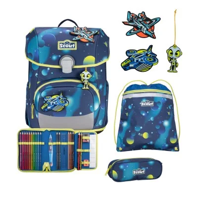 Scout Exklusiv Neo LED Planets Schulranzen Set 4tlg.