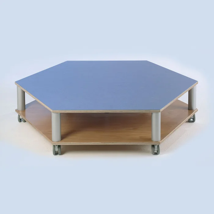 Sechseck-Podest, feststehend – blau | W-41882