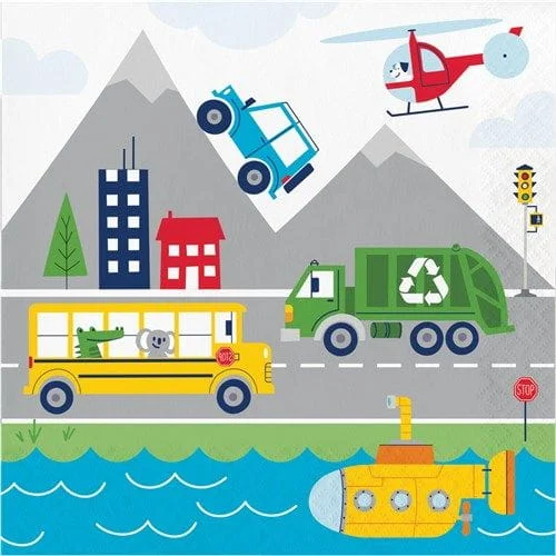 Servietten Transportation time, 33 cm, 16Stk.