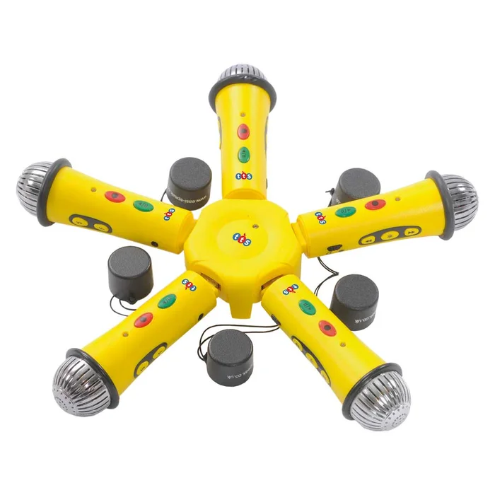 Set mit 5 Easi-Speak-Mikrofone und 1 Ladestation bei Wiemann-Lehrmittel erhältlich