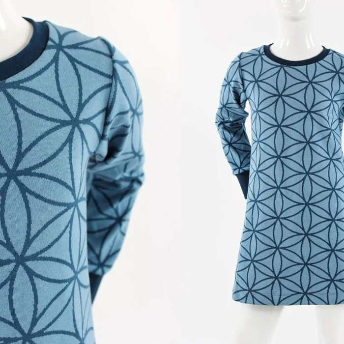 Shirtkleid langarm für Kinder Jacquard-Jersey BIO-STOFFE