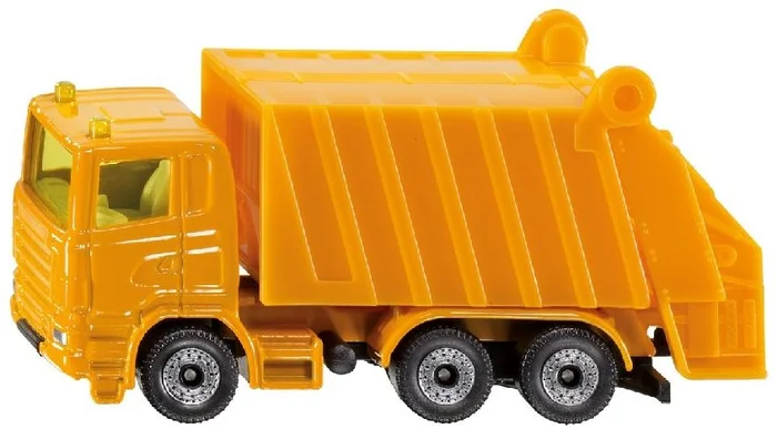 SIKU 0811, Müllwagen, Metall/Kunststoff, Orange, Spielzeugauto für Kinder, Kippbarer Müllbehälter