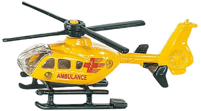 SIKU 0856, Rettungshubschrauber, Metall/Kunststoff, Gelb, Drehbare Rotoren