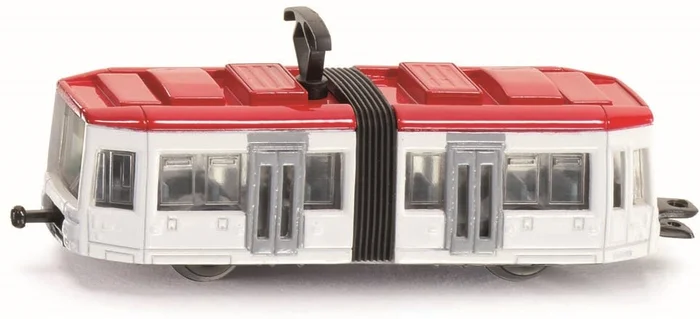 SIKU 1011, Straßenbahn, Metall/Kunststoff, Weiß/Rot, Standard-siku-Eisenbahnkupplungen zum Verbinden mit anderen Zügen