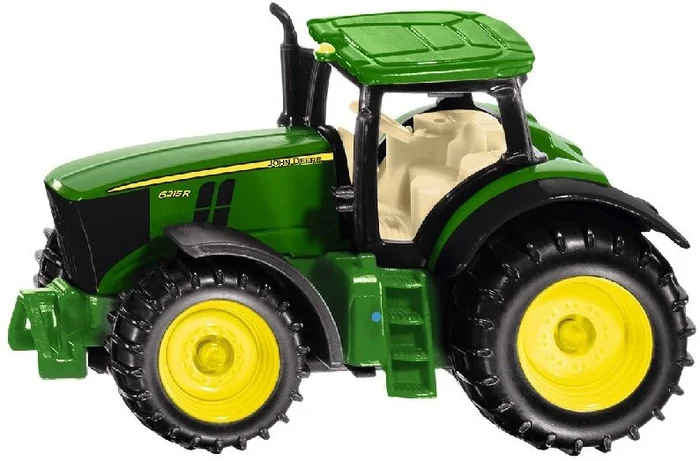 SIKU 1064, John Deere 6250R Traktor, Metall/Kunststoff, Grün, Inkl. Anhängerkupplung, Räder mit gummierte Reifen