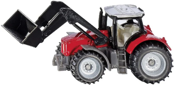 SIKU 1484, Massey-Ferguson mit Frontlader, Metall/Kunststoff, Rot/Schwarz, Beweglicher Frontlader