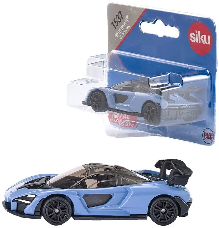 siku 1537, McLaren Senna Sportwagen, Metall/Kunststoff, Hellblau, Gummierte Reifen, Anhängerkupplung, Spielzeugauto für Kinder