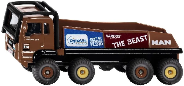 SIKU 1686, HS Schoch 8×8 MAN Truck-Trial, Metall/Kunststoff, Braun, Inkl. 2 Warnschilder, Kombinierbar mit SIKU Modellen im gleichen Maßstab