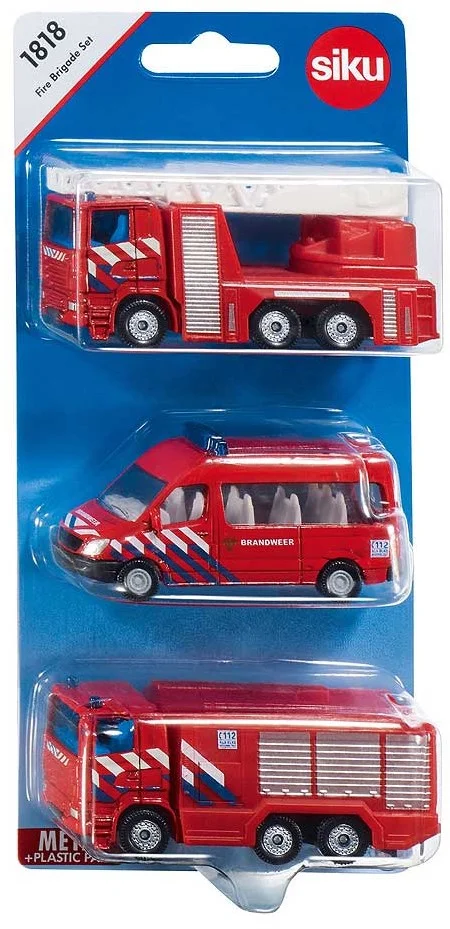siku 181800302, Feuerwehr-Set Niederlande, Metall/Kunststoff, Rot, Spielkombination, Bewegliche Teile
