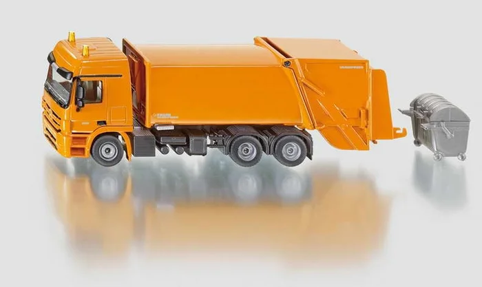 SIKU 2938, Müllwagen, 1:50, Metall/Kunststoff, Grün/Weiß, Öffenbarer Heckbereich, Inkl. Mülltonne