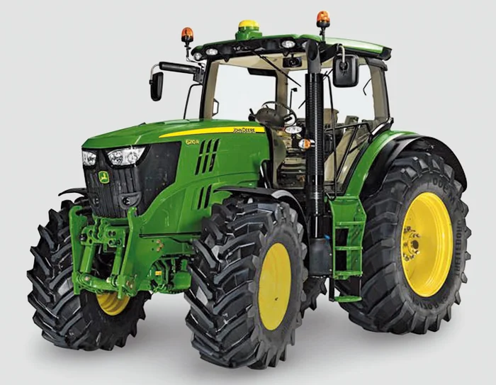 SIKU 3282, John Deere 6210R Traktor, 1:32, Metall/Kunststoff, Grün, Achsschenkellenkung und Kupplung