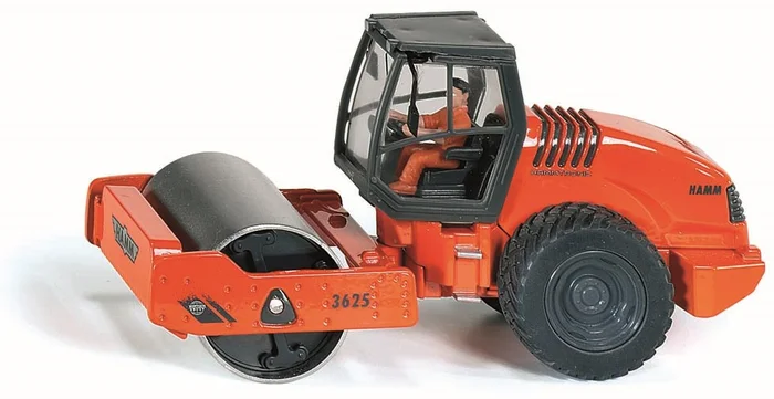 SIKU 3530, Hamm 3625 Walzenzug, 1:50, Metall/Kunststoff, Orange, Drehbare Walze