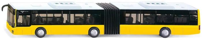 SIKU 3736, Gelenkbus, 1:50, Metall/Kunststoff, Gelb, Bereifung aus Gummi, Öffenbare Türen