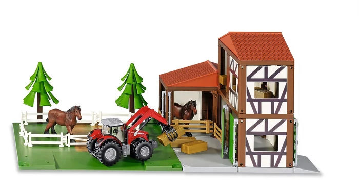 SIKU 5609, Pferdehof inkl. Zubehör, Kunststoff, Bunt, Viele Funktionen, Kombinierbar mit SIKU Modellen im gleichen Maßstab
