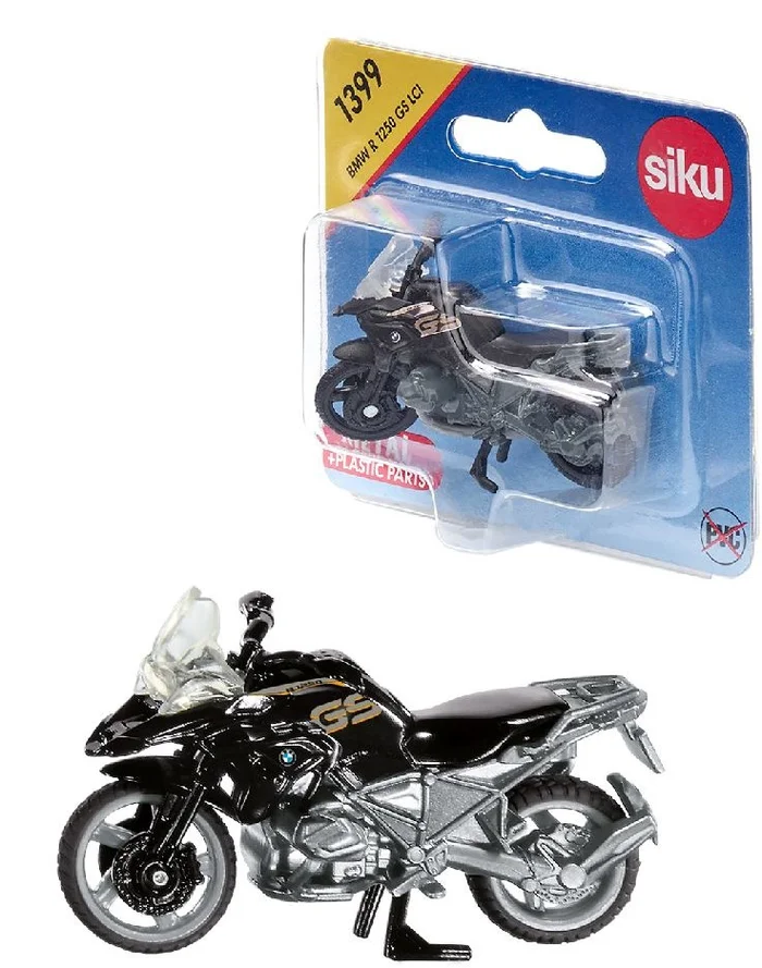 Siku Siku BMW R 1250 GS LCI speelgoedmotor metaal/kunststof zwart/zilver beweegbaar stuur en standaard rubberen banden