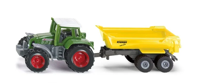 Siku Siku Fendt tractor met Krampe kiepwagen speelgoedtractor metaal/kunststof groen/geel afneembare cabine kiepbak aanhanger met rubberen lichtlopende wielen trekhaak