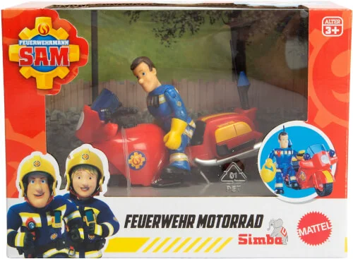 SIMBA Toys Feuerwehrmann Sam – Sam Feuerwehr Motorrad mit Figur