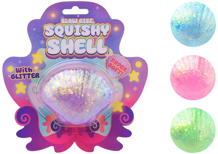 Slow rise glitter schelp op kaart 4 assortie