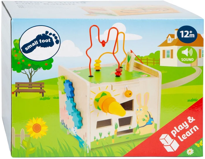 Small Foot – Houten Activiteitenkubus en Motoriekspiraal Konijn