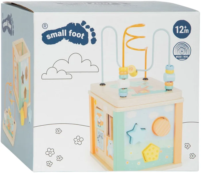 Small Foot – Houten Activiteitenkubus en Motoriekspiraal Pastel