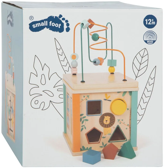Small Foot – Houten Activiteitenkubus en Motoriekspiraal Safari