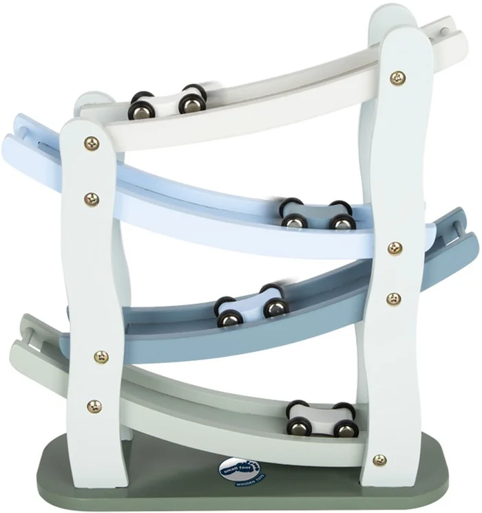 Small Foot – Houten Autobaan Blauw met 4 Auto’s