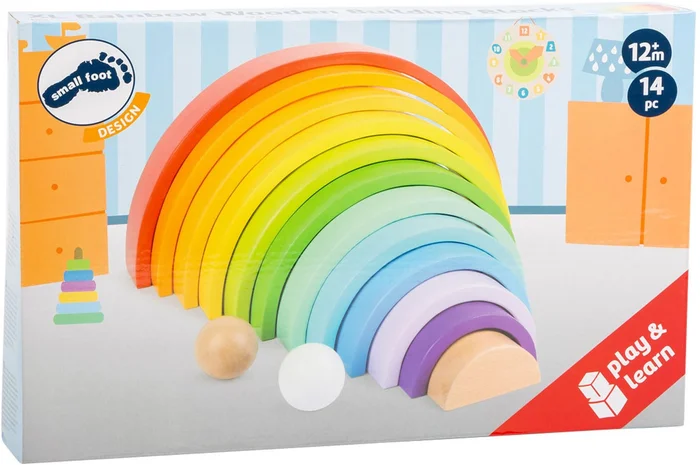 Small Foot – Houten Bouwblokken Regenboog XL, 14dlg.
