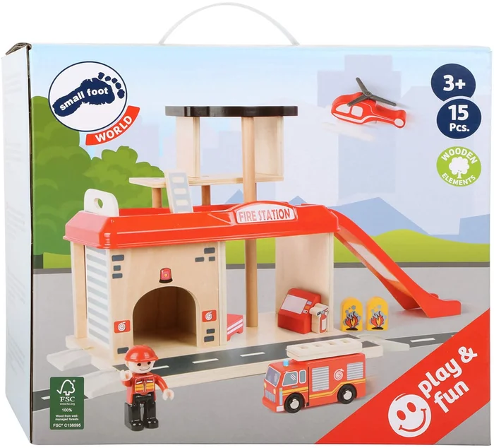 Small Foot – Houten Brandweerkazerne met Accessoires, 15dlg.