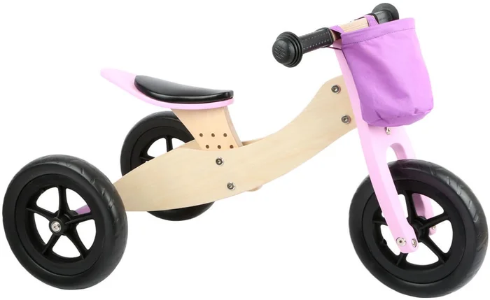 Small Foot – Houten Driewieler en Loopfiets 2in1 Maxi Roze